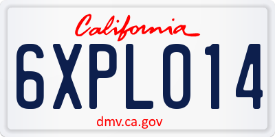 CA license plate 6XPL014