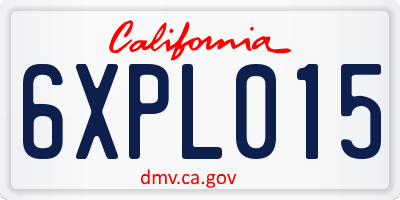 CA license plate 6XPL015