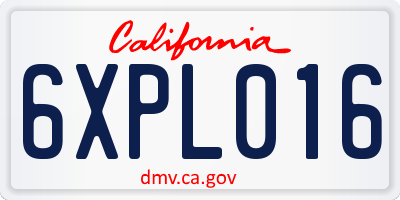CA license plate 6XPL016