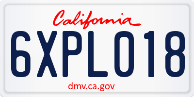 CA license plate 6XPL018