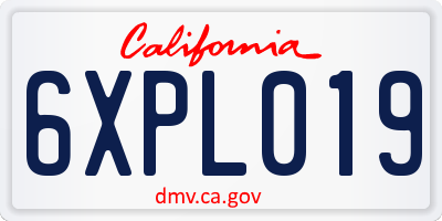 CA license plate 6XPL019