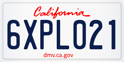 CA license plate 6XPL021