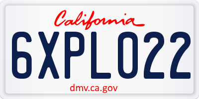 CA license plate 6XPL022