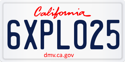 CA license plate 6XPL025
