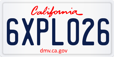 CA license plate 6XPL026