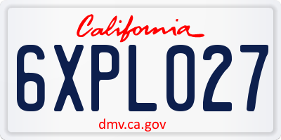 CA license plate 6XPL027
