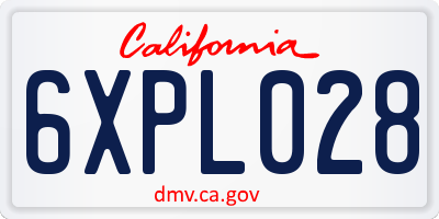 CA license plate 6XPL028
