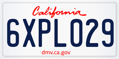 CA license plate 6XPL029