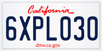 CA license plate 6XPL030