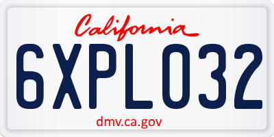CA license plate 6XPL032