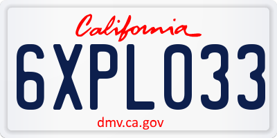 CA license plate 6XPL033