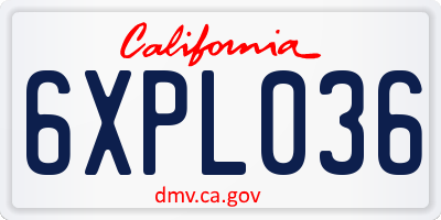CA license plate 6XPL036
