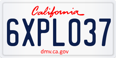CA license plate 6XPL037