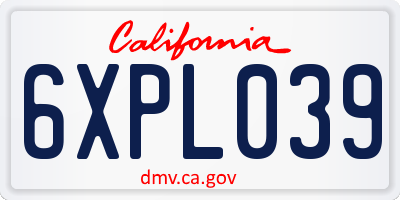 CA license plate 6XPL039