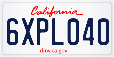 CA license plate 6XPL040