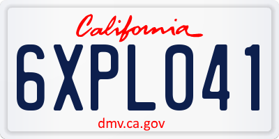 CA license plate 6XPL041