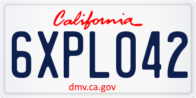 CA license plate 6XPL042