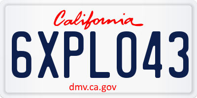 CA license plate 6XPL043