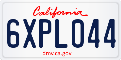 CA license plate 6XPL044