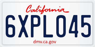 CA license plate 6XPL045