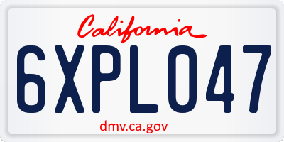 CA license plate 6XPL047