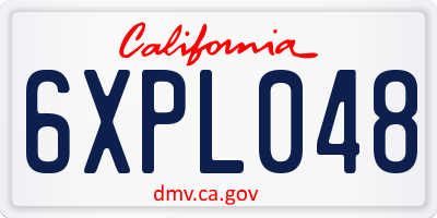CA license plate 6XPL048