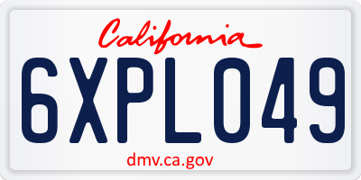 CA license plate 6XPL049