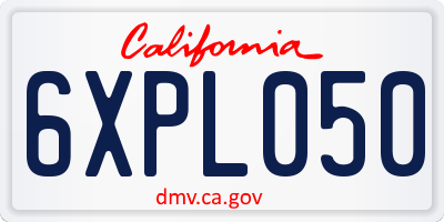 CA license plate 6XPL050