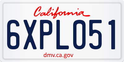 CA license plate 6XPL051