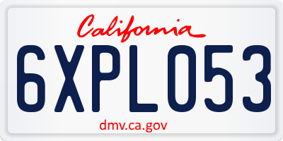 CA license plate 6XPL053