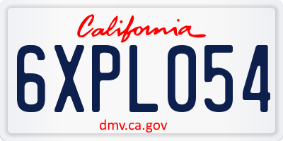 CA license plate 6XPL054