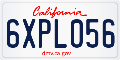 CA license plate 6XPL056
