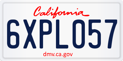 CA license plate 6XPL057