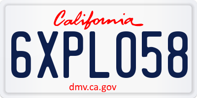 CA license plate 6XPL058