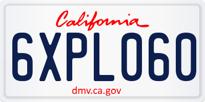 CA license plate 6XPL060