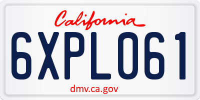 CA license plate 6XPL061