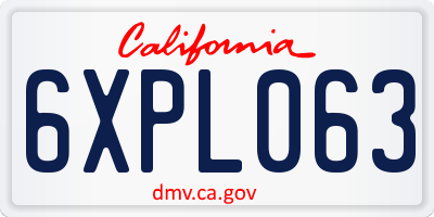 CA license plate 6XPL063