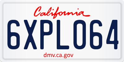 CA license plate 6XPL064
