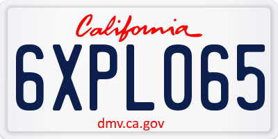 CA license plate 6XPL065