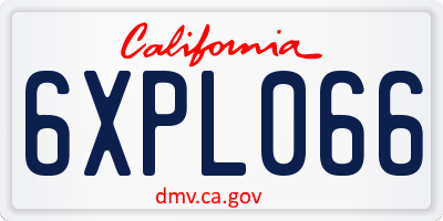 CA license plate 6XPL066