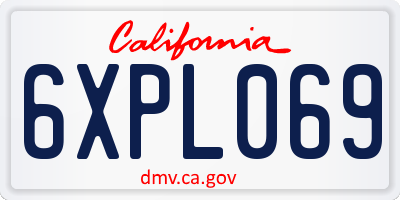 CA license plate 6XPL069