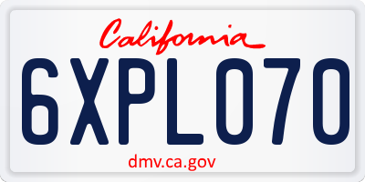CA license plate 6XPL070