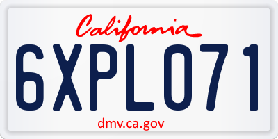 CA license plate 6XPL071