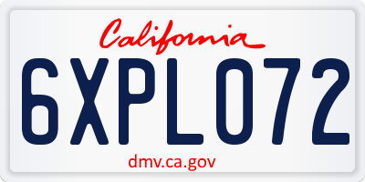 CA license plate 6XPL072