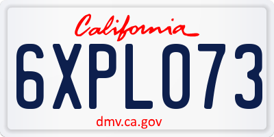 CA license plate 6XPL073