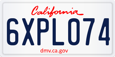 CA license plate 6XPL074