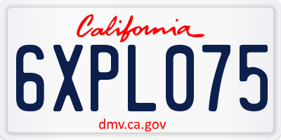 CA license plate 6XPL075