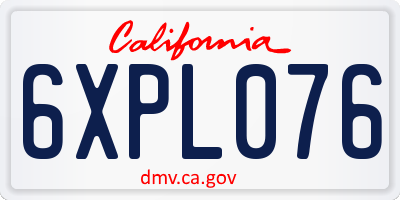 CA license plate 6XPL076