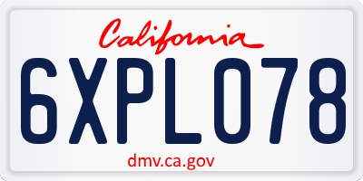 CA license plate 6XPL078