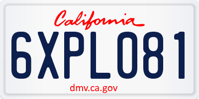 CA license plate 6XPL081